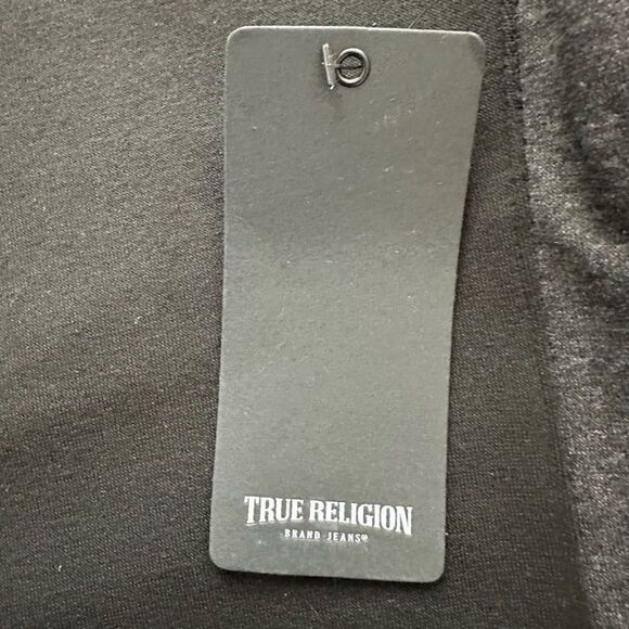 True Religion Jet Black Grey Trim HS Hit Zip-Up Hoodie with Logo Size Medium - Picture 4 of 8